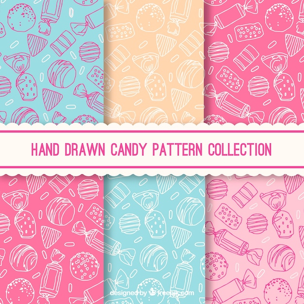 Vector candy patterns collection with different colors