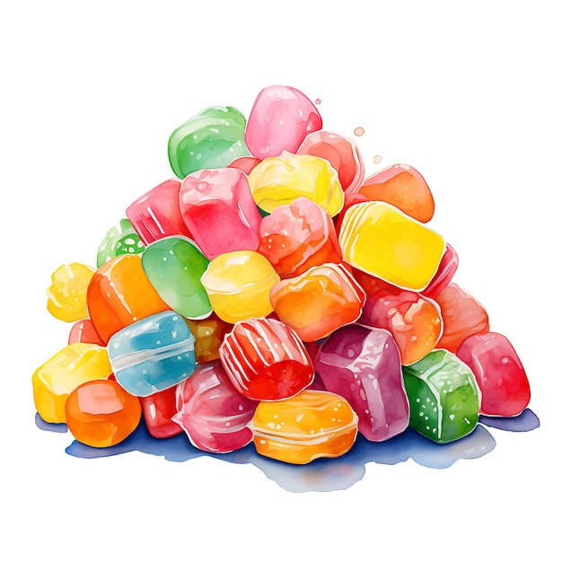 Vector candy pile watercolor illustration