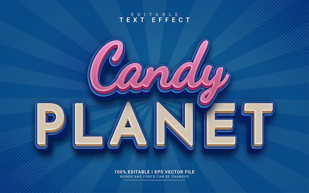 Candy planet cartoon 3d-stijl teksteffect