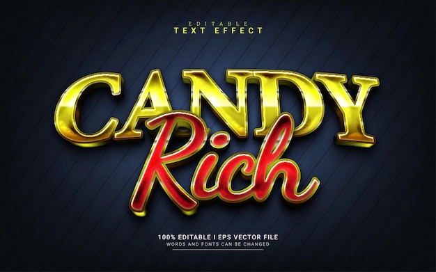 Candy rich 3d текстовый эффект в стиле