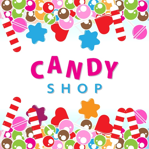 Candy Shop banner met snoep vector illustratie Achtergrond ontwerpsjabloon Geschikt voor social media post of print media promotie