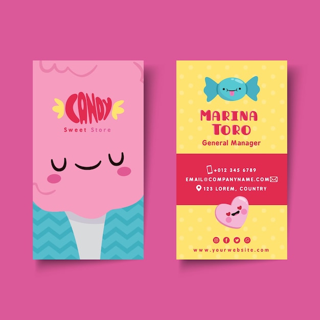 Vector candy shop business card template