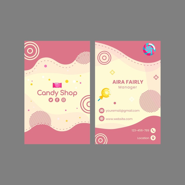 candy shop business card template