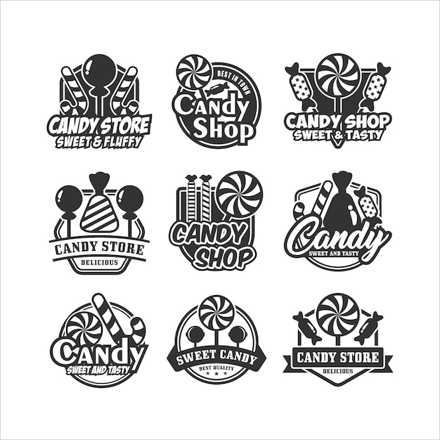 Collezione di logo design candy shop