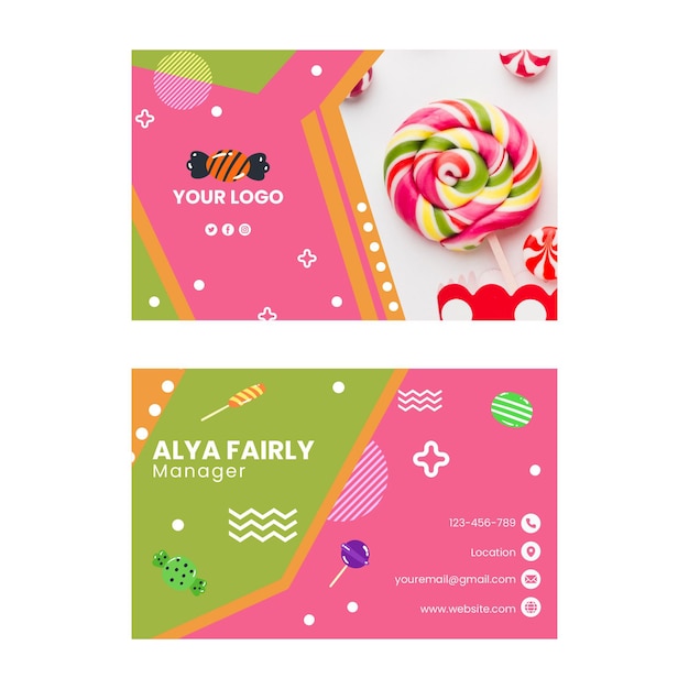 candy shop horizontal business card
