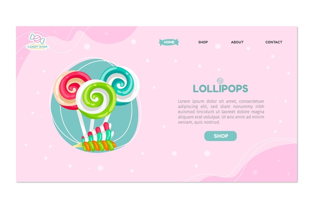 Vector candy shop landing page