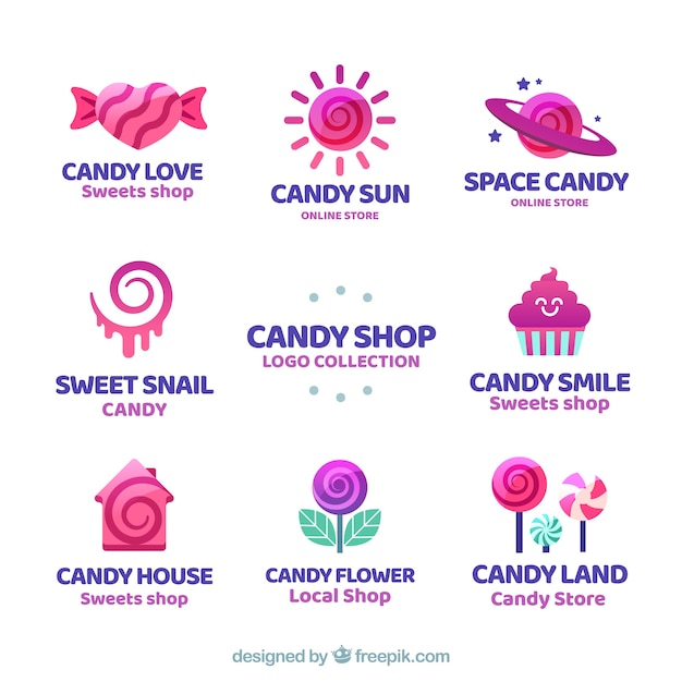 Vector candy shop logos collection for companies