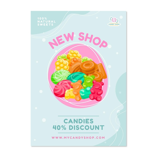 Candy shop poster with sweets