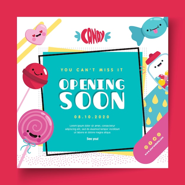 Vector candy shop square flyer template