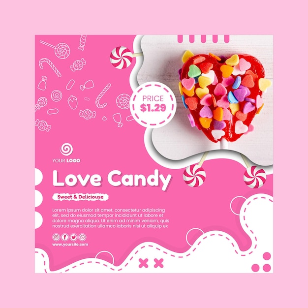 Vector candy shop squared flyer template