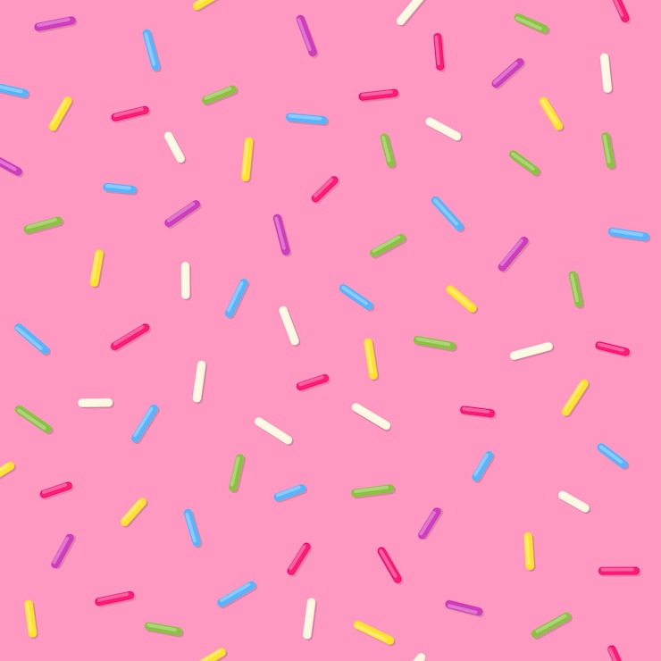 Vector candy sprinkles seamless pattern donut background or sweet glaze dessert vector pink confetti cake or candy sugar sprinkles pattern on ice cream background bakery color sprinkles on cupcake donut