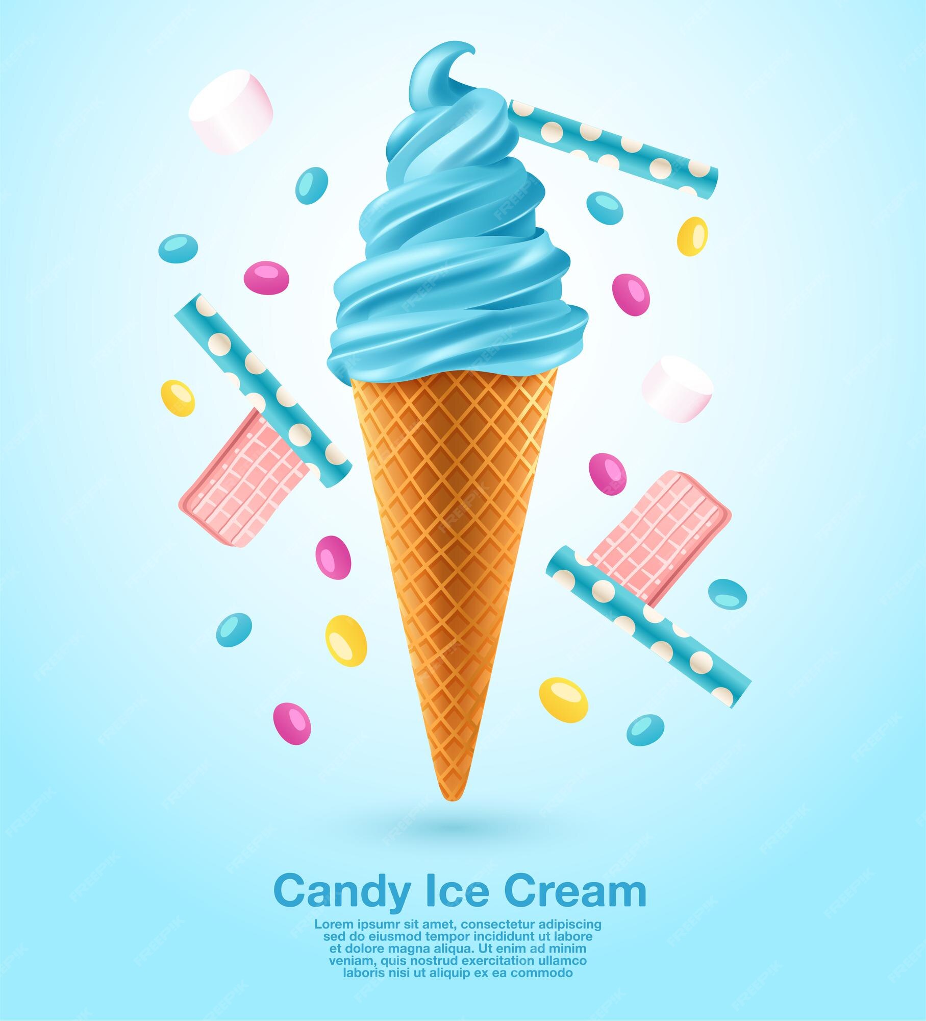 Premium Vector | Candy Sundae Soft Serve