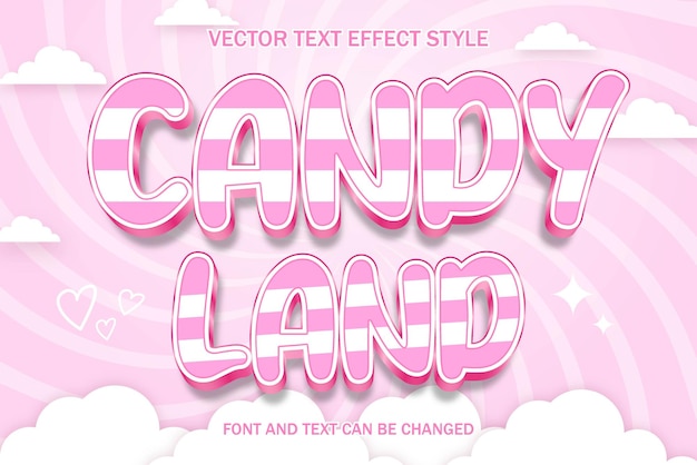 Candy sweet cute candyland typografie 3d bewerkbaar teksteffect stijl sjabloon stijl achtergrondontwerp