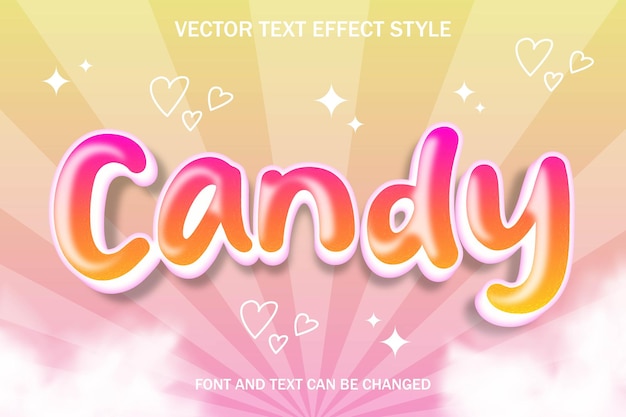 Candy sweet cute kleurrijke roze vrouwelijke bewerkbare tekst effect lettertype stijl sjabloon ontwerp achtergrond