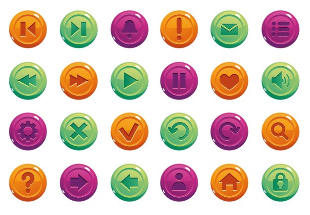 Vector candy sweet glossy game ui button design element concept graphic design illustration