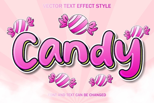 Caramella dolce lolipop tipografia modificabile testo effetto stile lettering modello disegno di sfondo