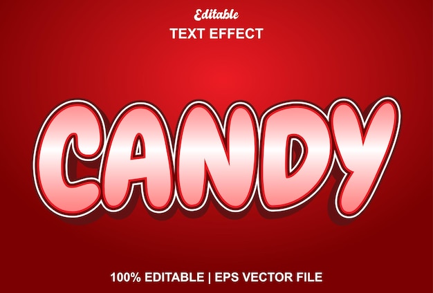 Candy-teksteffect met rode kleur en bewerkbaar