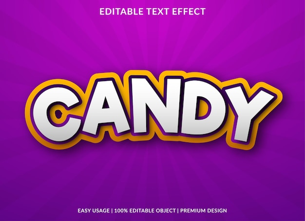 Candy text effect design with bold style