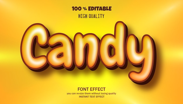 Vector candy text effect, editable font