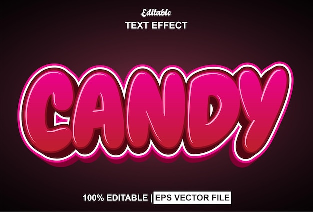 Candy text effect with 3d style and editable