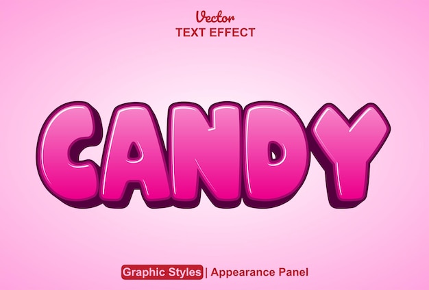 ピンクのグラフィック スタイルと編集可能なキャンディー テキスト効果