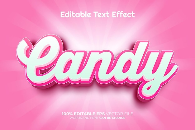 Candy vector 3d bewerkbare teksteffectstijl