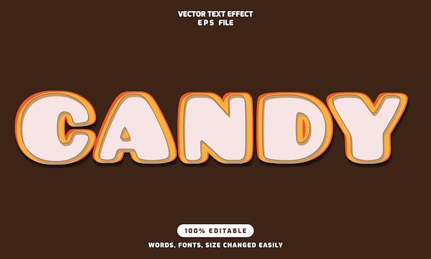 Candy words editable 3d text effects template stylish font vector illustration