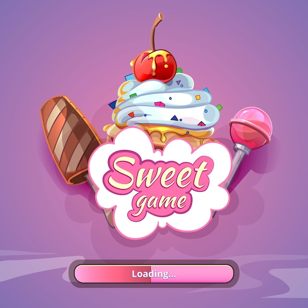 Candy world game-achtergrond met titelnaam