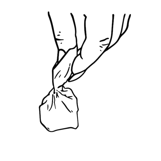 candy wrapper sweet dessert hand with nails holding doodle linear cartoon coloring