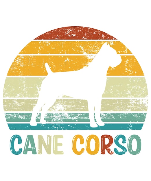 Vector cane corso retro vintage sunset tshirt design template cane corso on board car window sticker