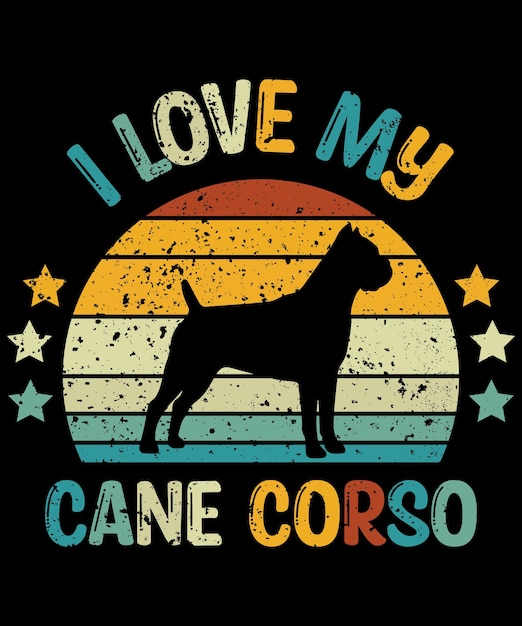 Cane Corso silhouet vintage en retro tshirt ontwerp