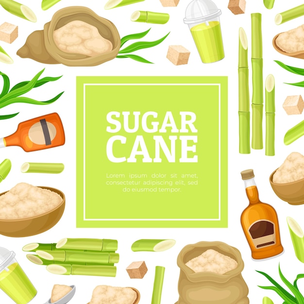 Modello vettoriale di progettazione di banner per prodotti naturali dello zucchero di canna
