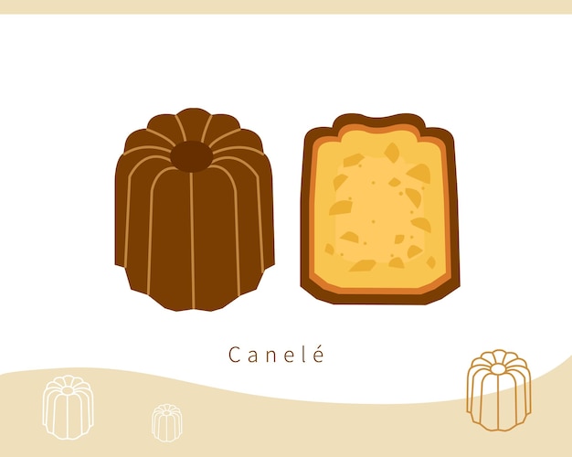 Caneille and half caneille vector material set french specialty dessert flat style