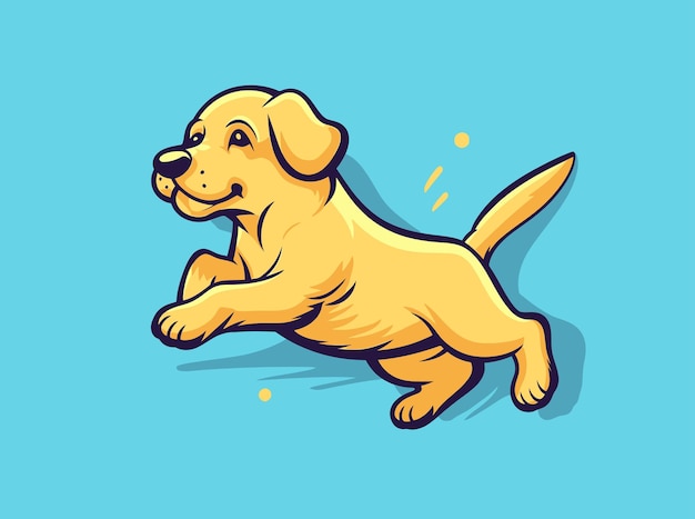 Canine Acrobat A HighResolution Cartoon Golden Retriever Jumping in Blue