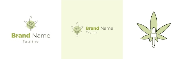 Cannabidiol-logo-ontwerpset, symbool voor alternatieve geneeskunde, CBD-olie-embleemconcept, bewerkbare marihuana