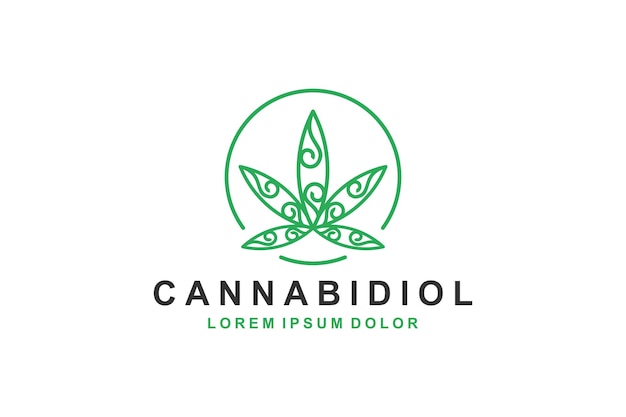 Cannabidiol Marijuana leaf logo Organic CBD oil legal product Health care medical purpose