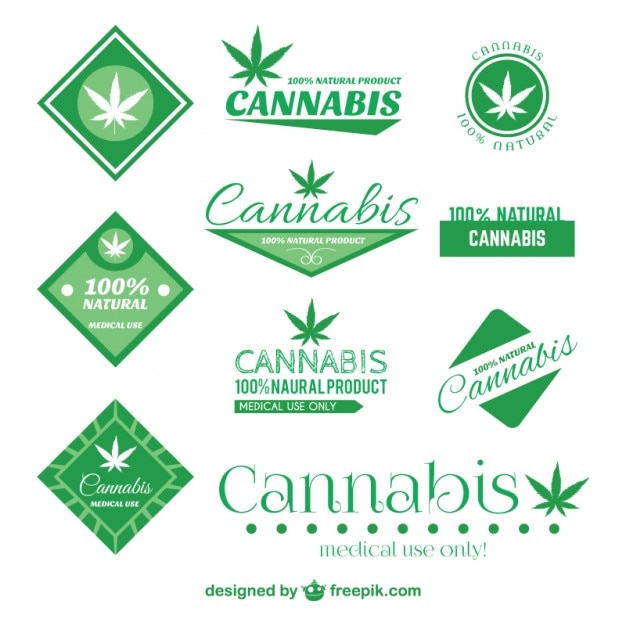 Vettore cannabis set distintivo