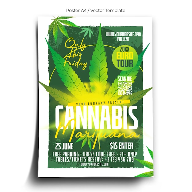 Cannabis Club Party Poster Template