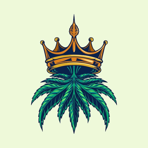 Vector cannabis crown logo illustrations