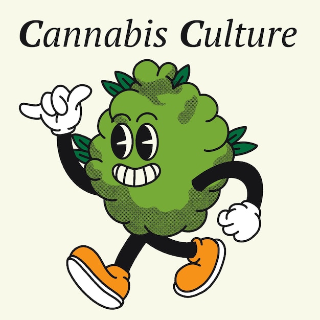 Cannabis Culture With Weed Groovy Character design