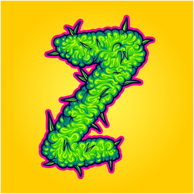 Vector cannabis culture z monogram flower bud letter