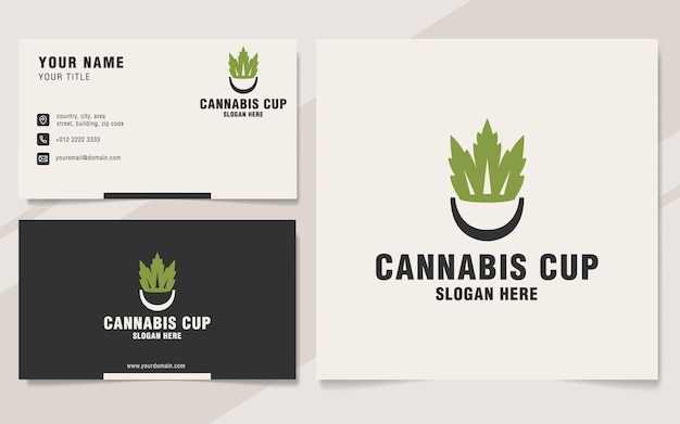 Modello di logo della tazza di cannabis in stile monogramma