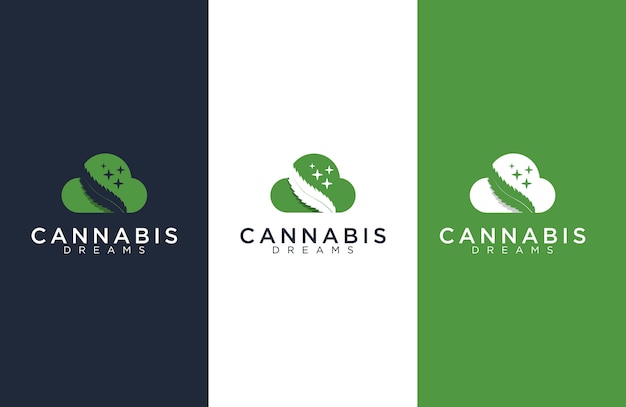 Modelli di progettazione logo cannabis e sogno