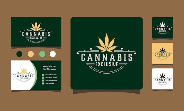 Cannabis exclusief gouden logo-ontwerp