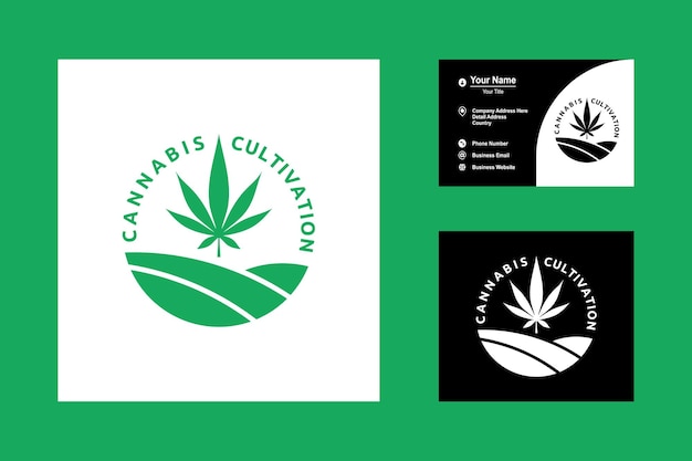 Cannabis Farm Groen Blad Pictogram Logo Vector Design Inspiratie