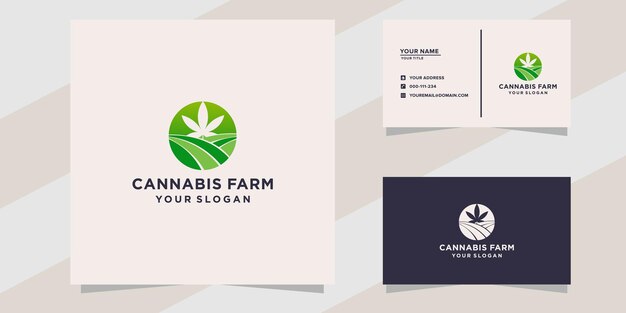 Logo della fattoria di cannabis e modello di biglietto da visita