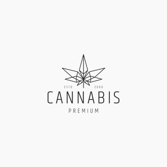 Modello di progettazione dell'icona del logo geometrico della cannabis