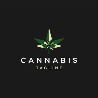 Modello di progettazione dell'icona di vettore del logo geometrico della cannabis