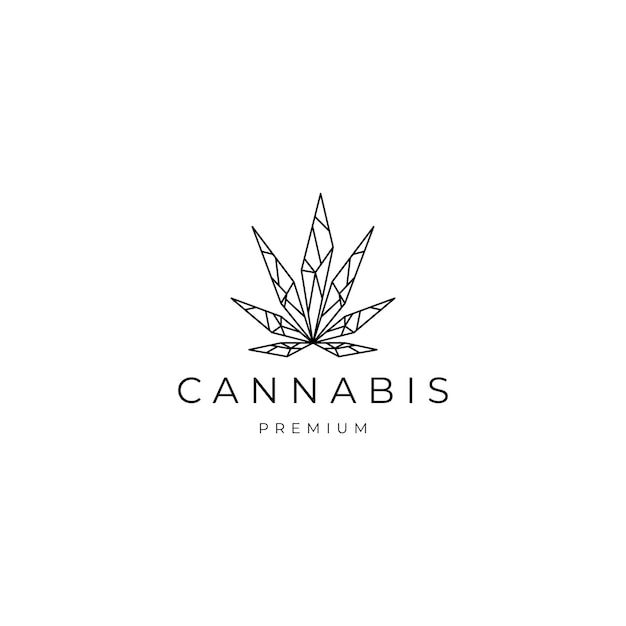Cannabis geometrische veelhoekige logo vector pictogram ontwerpsjabloon