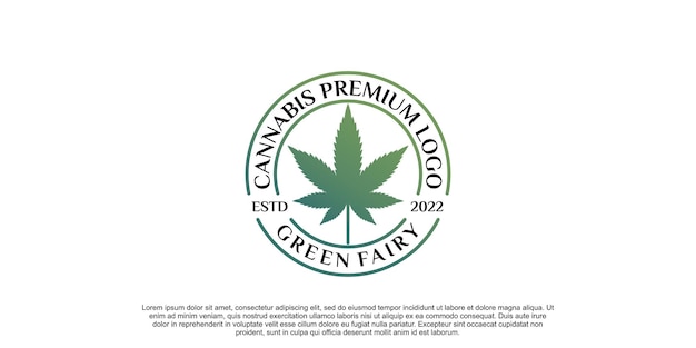 Design del logo della fata verde della cannabis con un concetto creativo vettore premium